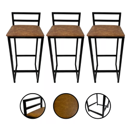 Kit 3 Banquetas Quadrada Bistro Industrial Alta Casa Bar Cozinha:jambo - 2