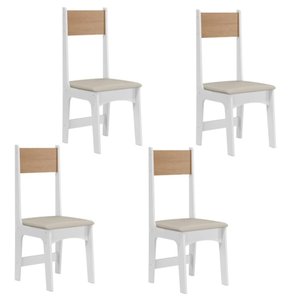 Kit 4 Cadeiras Delta – Courino Revestido Estrutura 100% Mdf Branco/mel/savana – Sonetto