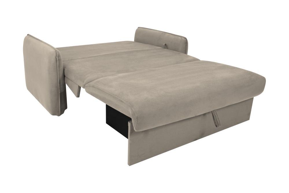 Sofá Cama para Sala de Estar Zaia com Baú Suede Matrix - Bege - 4