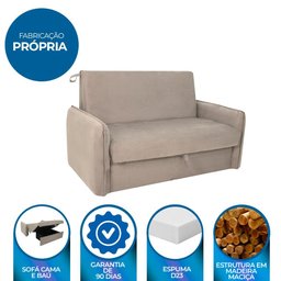 Sofá Cama para Sala de Estar Zaia com Baú Suede Matrix - Bege - 9