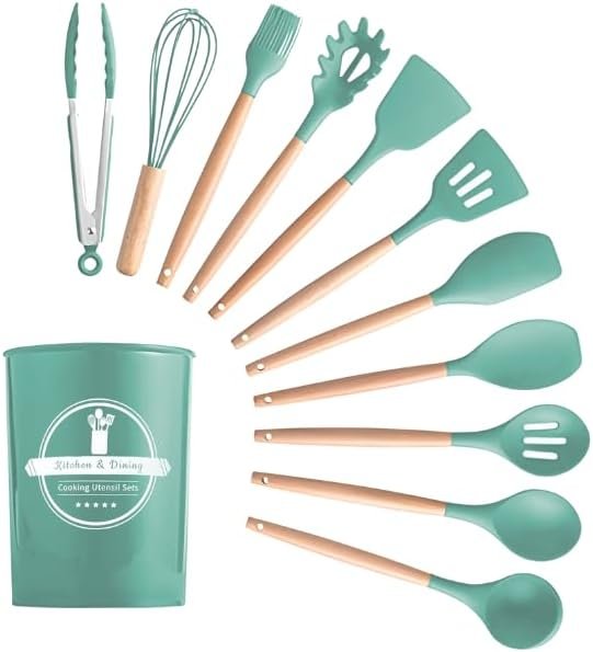 Kit Utensílios Cozinha 12 Peças Silicone Antiaderente (verde) - 1