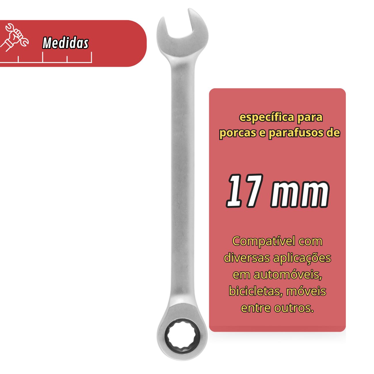 Chave Combinada Catracada 17mm Eda com Cabeça Fixa - Alta Precisão e Durabilidade - 2