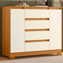 Ver imagem 2 de Comoda Sapateira Atena com 4 Gavetas e 2 Portas Cinamomo/off White