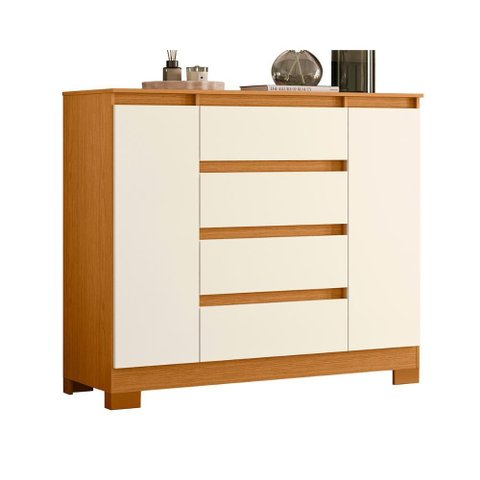 Comoda Sapateira Atena com 4 Gavetas e 2 Portas Cinamomo/off White
