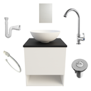 Ver imagem 1 de Kit Gabinete Banheiro Cuba Branca Espelho Torneira Cromada Valvula Sifão Engate Lavabo Completo