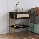 Ver imagem 2 de Mesa de Cabeceira com 1 Gaveta Pé Metal Arlo A10 Nero/dourado - Mpozenato