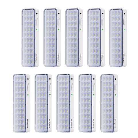 Kit 10 Luminárias de Emergência Led Intelbrás Autônoma Lea 31 com 30 Leds Branco Bivolt