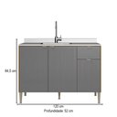 Ver imagem 5 de Balcão de Cozinha para Pia 120 Cm Soul 3 Portas 1 Gaveta Freijó/gris - Kits Paraná