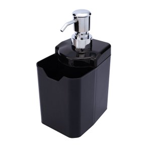Dispenser Porta Detergente e Esponja / Bucha Fixação Parede:Preto