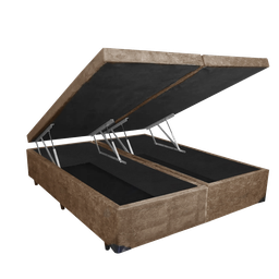 Base Box Baú Queen Bipartido Belos Sonhos Suede Bege 49x158x198 - 1