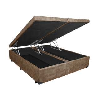 Base Box Baú Queen Bipartido Belos Sonhos Suede Bege 49x158x198