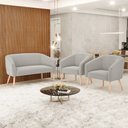 Ver imagem 2 de Namoradeira e 2 Poltronas Pé Palito Natural Stella Bouclê Cinza D03 - D'Rossi
