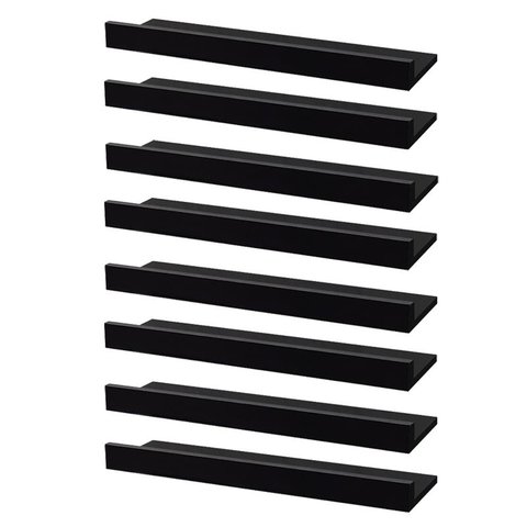 Kit 8 Prateleiras Porta Quadros 50 x 15cm Preta Suporte Invisível