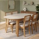 Ver imagem 1 de Conjunto para Sala de Jantar Mesa Orgânica e 4 Cadeiras Estofadas Encosto Telado 100% MDF Bolonha