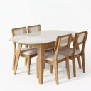 Ver imagem 2 de Conjunto para Sala de Jantar Mesa Orgânica e 4 Cadeiras Estofadas Encosto Telado 100% MDF Bolonha