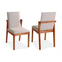 Ver imagem 1 de Conjunto com 02 Cadeiras de Jantar Moderna Madeira Estofada Linho Olimpo