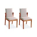 Ver imagem 2 de Conjunto com 02 Cadeiras de Jantar Moderna Madeira Estofada Linho Olimpo