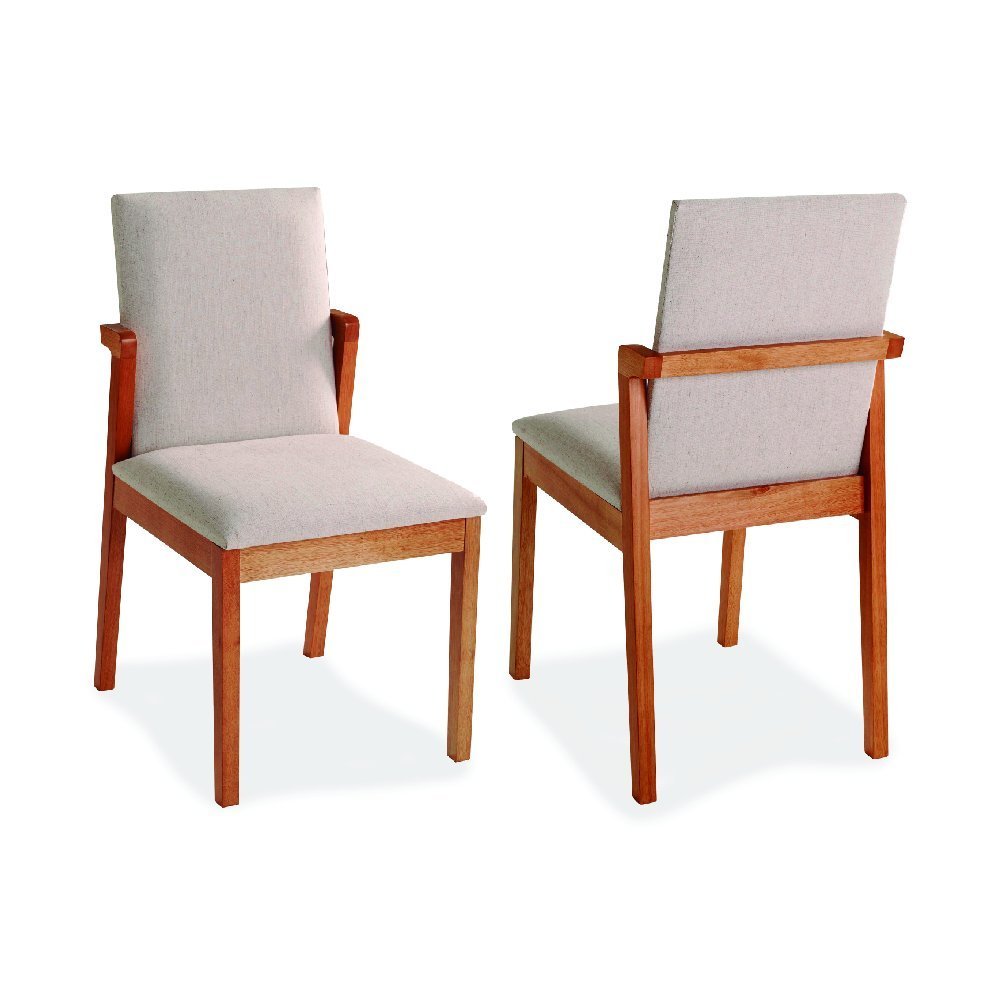 Conjunto com 02 Cadeiras de Jantar Moderna Madeira Estofada Linho Olimpo Menor preço em Conjunto com 02 Cadeiras de Jantar Moderna Madeira Estofada Linho Olimpo