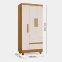 Ver imagem 3 de Guarda-Roupa Solteiro Sierra 3 Portas 2 Gavetas Yescasa Marrom/Amadeirado/Offwhite