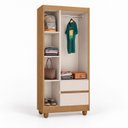 Ver imagem 2 de Guarda-Roupa Solteiro Sierra 3 Portas 2 Gavetas Yescasa Marrom/Amadeirado/Offwhite