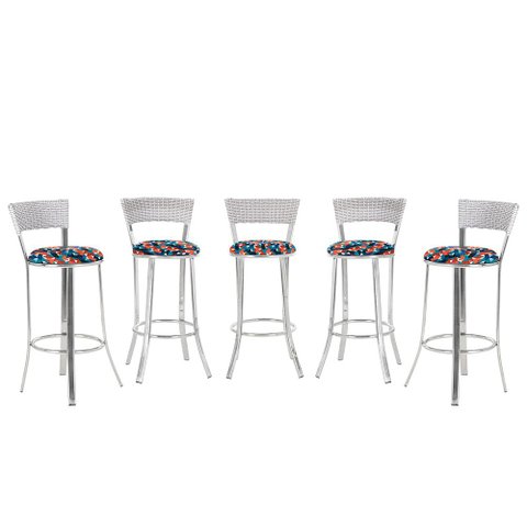 Banqueta Bistro para Bar, Cozinha, Balcão em Alumínio e Fibra Tc Zanutto 5 Unidades Marmore