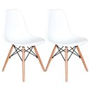 Ver imagem 1 de Kit com 2 Cadeiras Charles Eames Dsw Branca - Base Madeira
