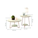 Ver imagem 3 de Jogo de Mesa Centro e Lateral Atlas Redondo MDF Ferro Off White Freijó