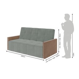 Sofa Cama 4 Lugares Retrátil e Reclinável Paris 2m Veludo Cinza - 6