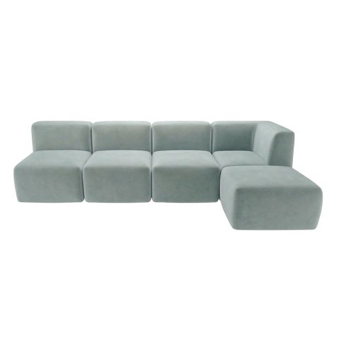 Sofá a Vácuo Modular Boucle Kit 5 Peças 1 Canto 2 Meio e 1 Chaise Espuma Premium Sala na Caixa 3,85m