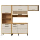 Ver imagem 2 de Armário de Cozinha com Balcão e Tampo 7 Portas 5 Gavetas Pérola 100% Mdf Vidro Reflecta Amêndoa/off