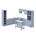 Ver imagem 2 de Cozinha Planejada 12 Peças sem Tampo com Cristaleira e Ilha Marselha CabeCasa MadeiraOriginals Azul/Sereno