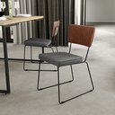 Ver imagem 2 de Kit 08 Cadeiras Decorativas Sala Jantar Allana L02 Couríssimo Marrom Linho Cinza Escuro - Lyam