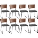 Ver imagem 1 de Kit 08 Cadeiras Decorativas Sala Jantar Allana L02 Couríssimo Marrom Linho Cinza Escuro - Lyam