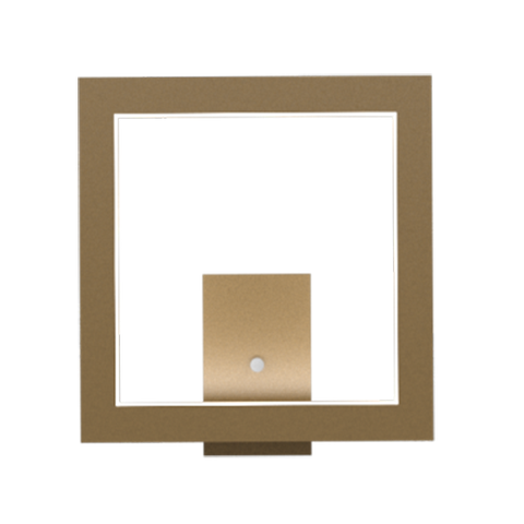Arandela Quadrada LED 8w 2700k 40x40cm em Madeira - Dourado