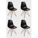Ver imagem 6 de Mesa Industrial Base Ferro Cobre em V Tampo 90x90 Canela 4 Cadeiras Eames Ferro Assento Preto