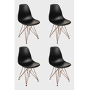 Ver imagem 6 de Mesa Industrial Base Ferro Cobre em V Tampo 90x90 Canela 4 Cadeiras Eames Ferro Assento Preto