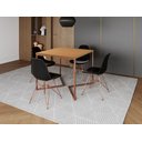 Ver imagem 1 de Mesa Industrial Base Ferro Cobre em V Tampo 90x90 Canela 4 Cadeiras Eames Ferro Assento Preto