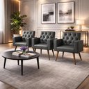 Ver imagem 2 de Kit 3 Poltronas Capitonê Sala Recepção Poltronas Decorativas Cinza-escuro