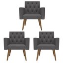 Ver imagem 1 de Kit 3 Poltronas Capitonê Sala Recepção Poltronas Decorativas Cinza-escuro