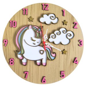 Relógio Unicórnio, Relógio de Parede, Decoração, Mdf, 30cm