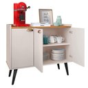 Ver imagem 1 de Aparador Buffet 3 Portas Prateleira Interna Puxadores Concha Dourado Truzzi - Off White/cinamomo