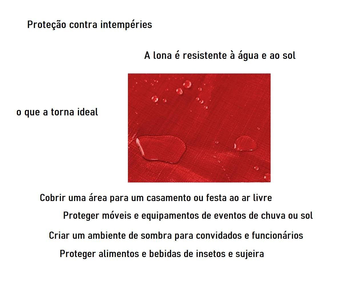 Lona Vermelha À Prova D'água 5x7m - Polietileno 600g/m - 3