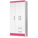 Ver imagem 1 de Guarda Roupa Solteiro Lima 3 Portas Branco Rosa Flex Moval