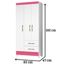 Ver imagem 2 de Guarda Roupa Solteiro Lima 3 Portas Branco Rosa Flex Moval