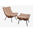 Ver imagem 1 de Poltrona Costela Luxo com Puff Dora Bela - Bege Linho