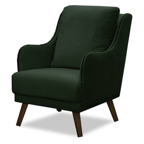 Poltrona Decorativa Catar com Tachas Veludo Verde - Gran Belo