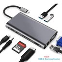 Ver imagem 1 de Hub Docking Station 11x1 Adaptador Type C X Lan, Hdmi, Vga, Sd, Usb 3.0, Pd e P2