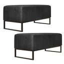 Ver imagem 1 de Kit 02 Puff Decorativo Sala Estar Cléo W01 Base de Ferro 90cm Couríssimo Preto Brilho - Lyam