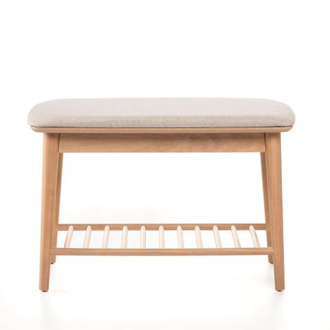 Banco Sapateira com Prateleira Ripada Liva 70 Cm X 36 Cm Tauari Bege