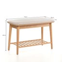 Ver imagem 2 de Banco Sapateira com Prateleira Ripada Liva 70 Cm X 36 Cm Tauari Bege